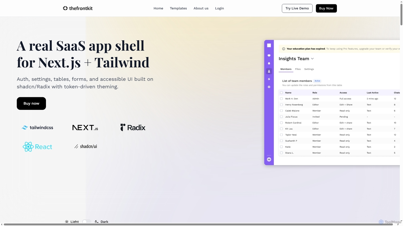 SaaS Starter Kit - thefrontkit for Thefrontkit