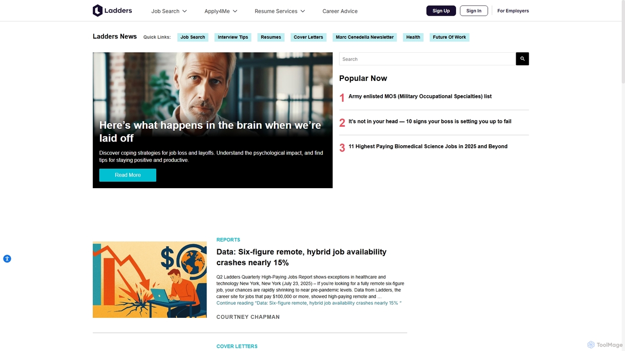 Ladders News: finding a job, expert resume help, career advancement for the $100K+ professional community. The home for $100K+ careers. Ladders News keeps you fast on your feet. for TheLadders