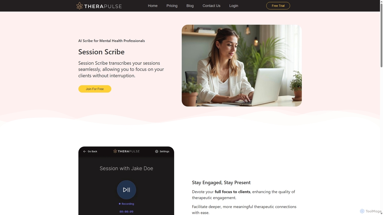 AI Powered Therapy Note-Taking & Transcription | Session Scribe for TheraPulse