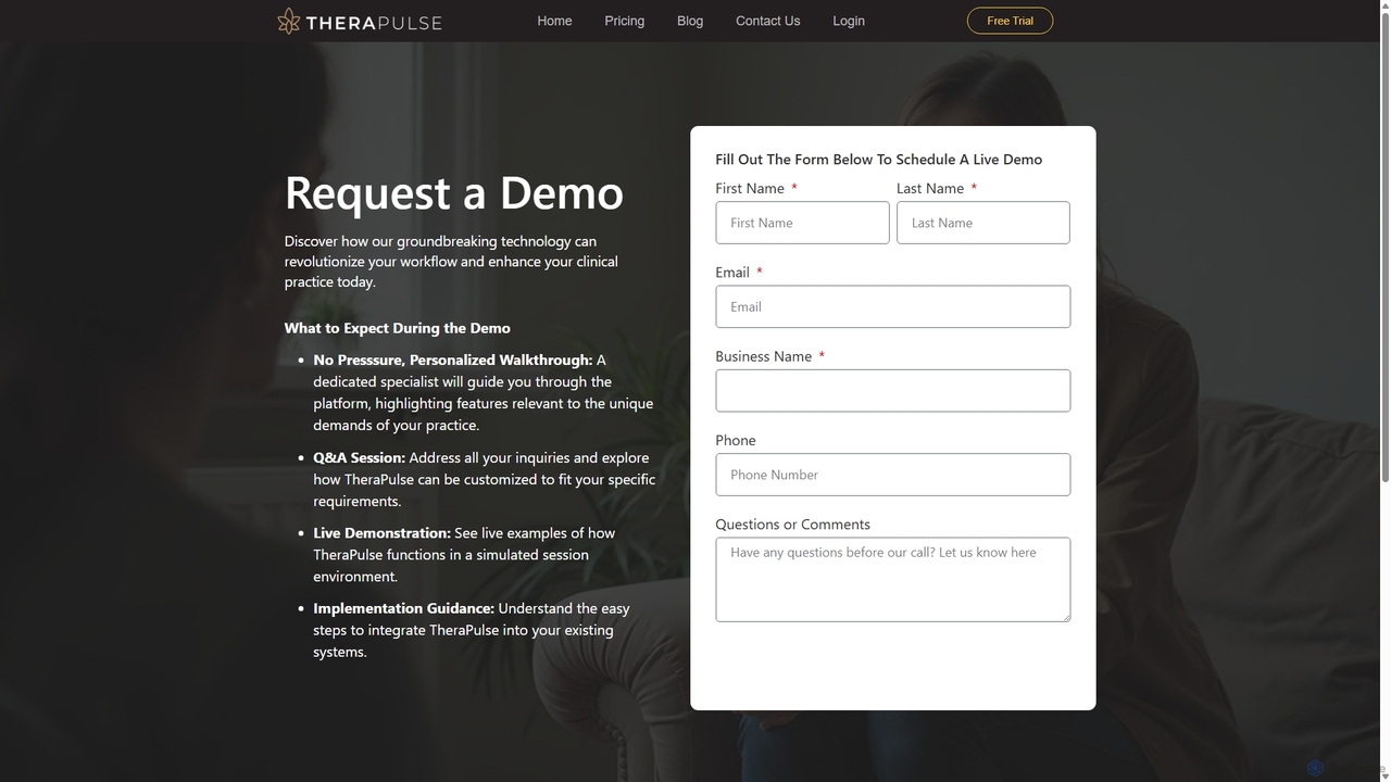 Book a Demo — TheraPulse for TheraPulse