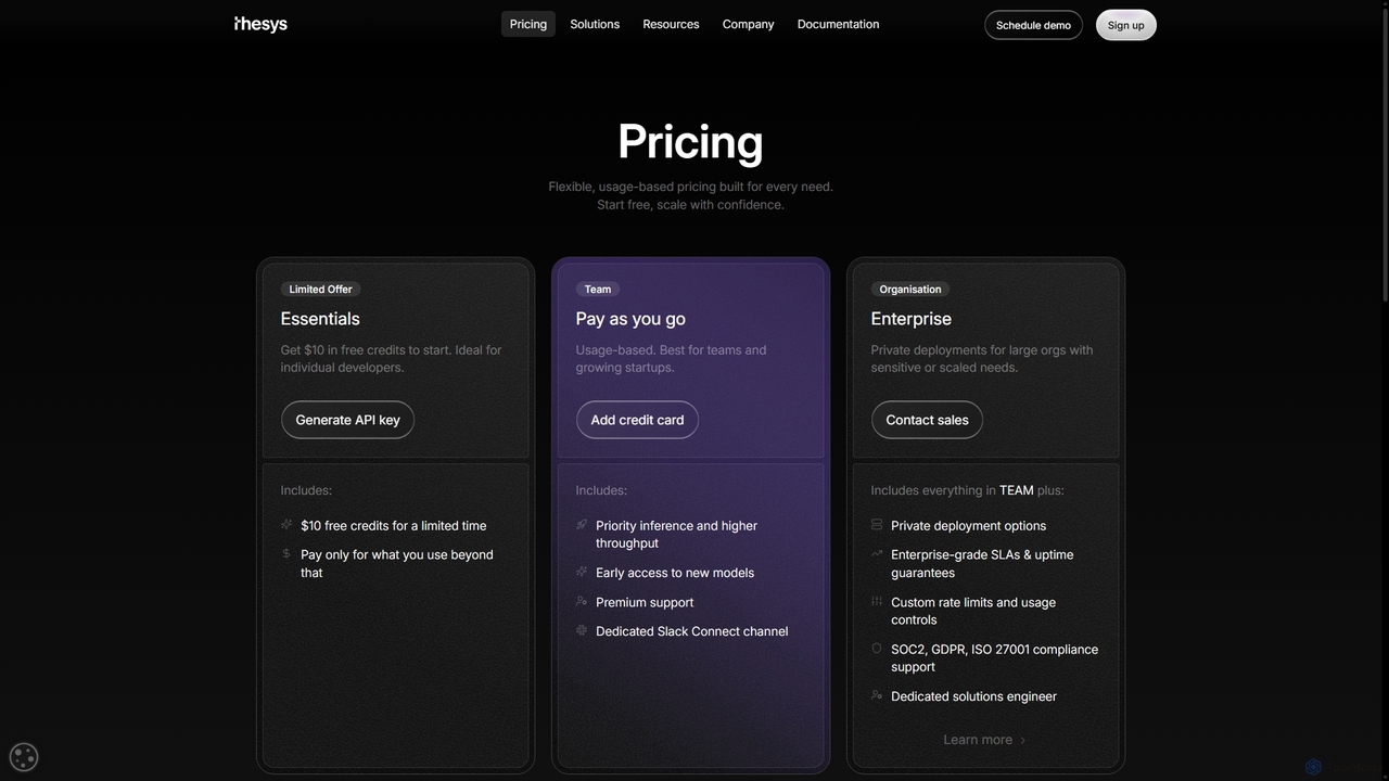 Pricing - Thesys Generative UI API for Thesys