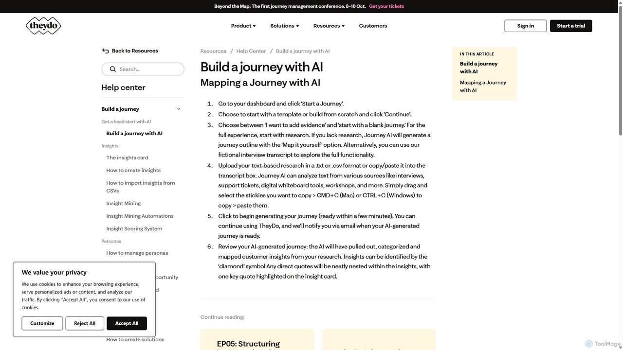 Build a journey with AI for TheyDo