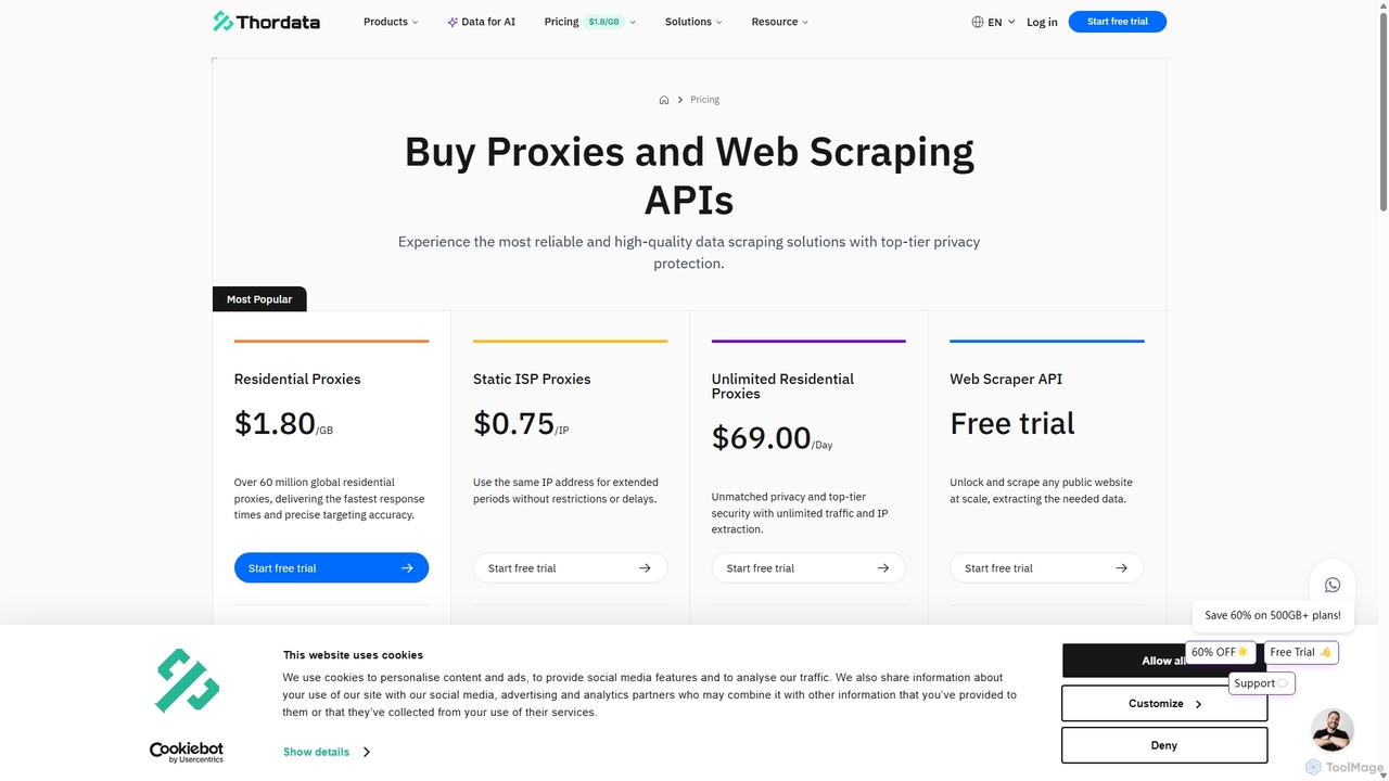 Different Types of Proxies Pricing: Residential & Datacenter for Thordata