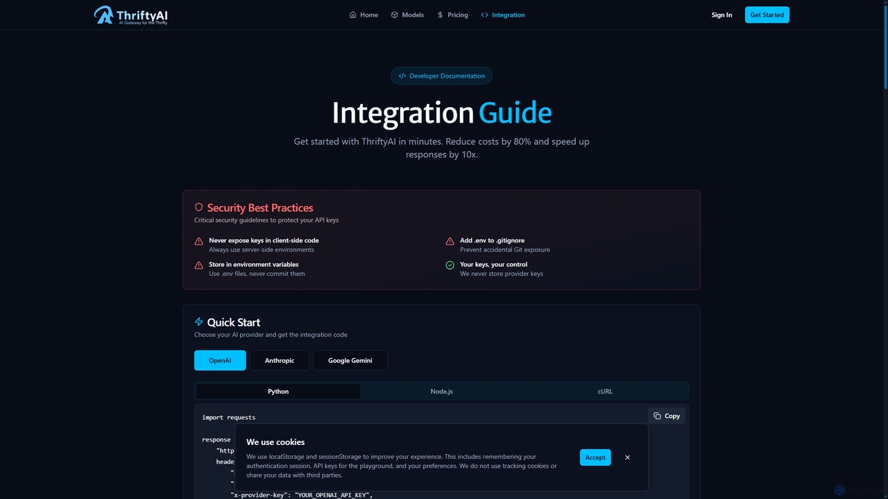 ThriftyAI - AI Gateway & Semantic Cache | Reduce AI Costs by 80% for ThriftyAI