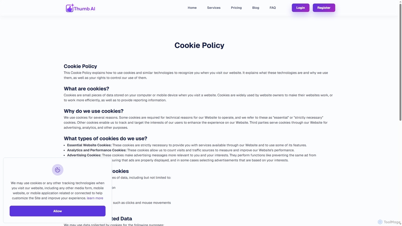 Cookie Policy | ThumbAI for Thumb