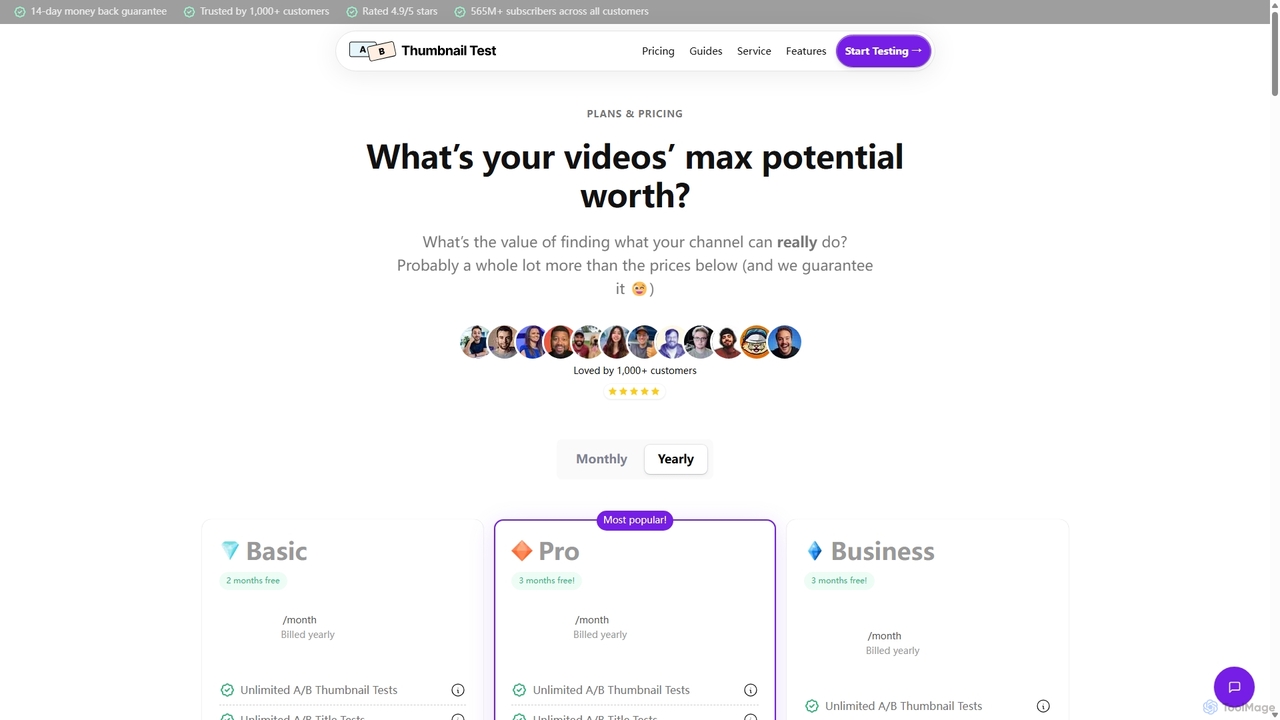 Pricing - Thumbnail Test for Thumbnail Test