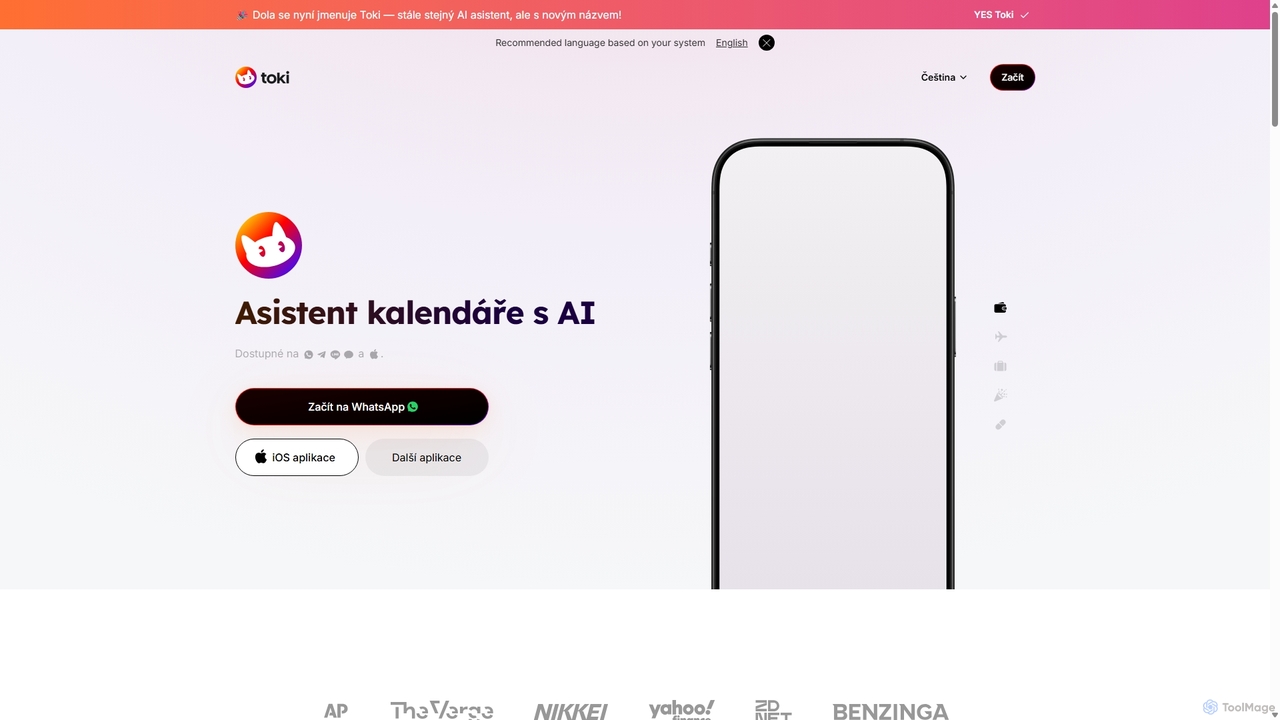 Toki AI ‐ Asistent kalendáře s AI for Toki