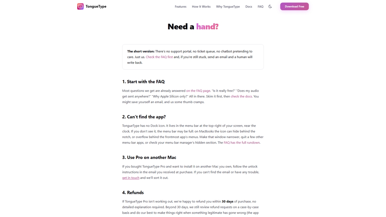 Support | TongueType for TongueType