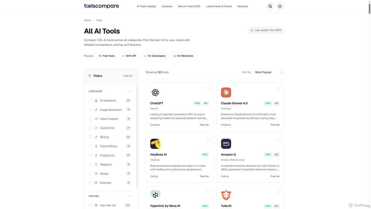 All AI Tools | Tools Compare - AI Tools Comparison & Reviews for Tools Compare