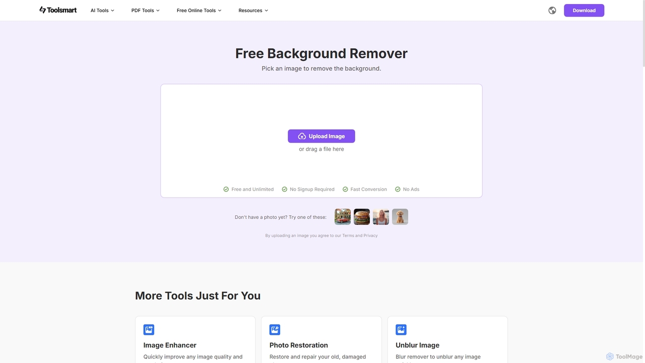 Free Image Background Remover (No Sign-up) for Toolsmart