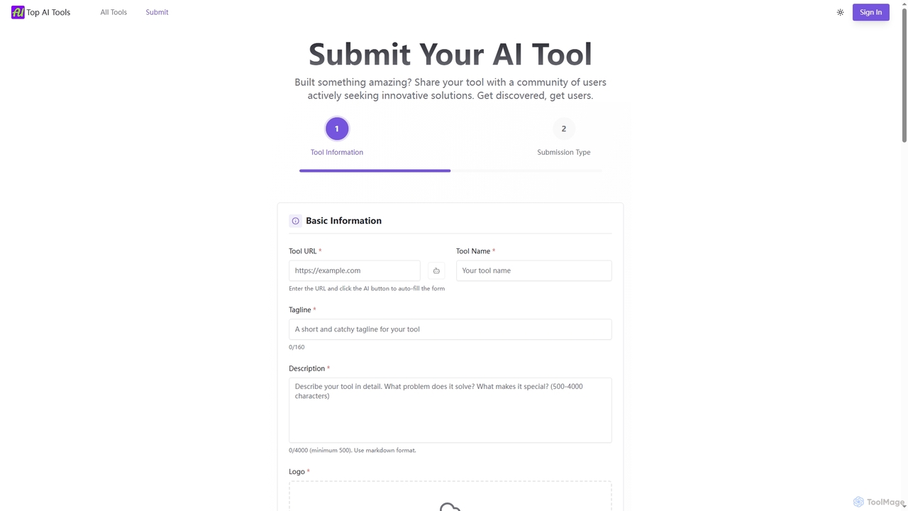 Submit Your AI Tool | Top AI Tools for Top AI Tools