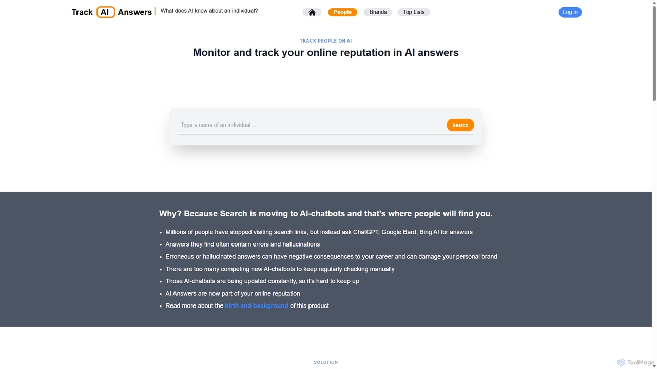 Track AI Answers: Track what AI knows about you or any other person for trackaianswers