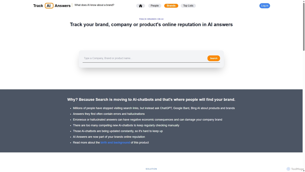 Track AI Answers: Track your brand, company or product in all AI answers for trackaianswers