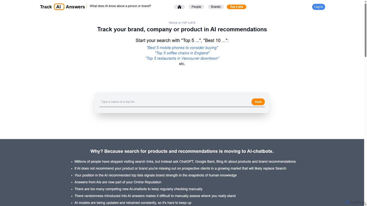 Track AI Answers: Track AI Top Lists and AI-chatbots Recommendations for trackaianswers