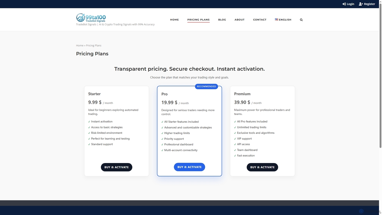 Pricing Plans - TradeBot Signals for TradeBot Signals