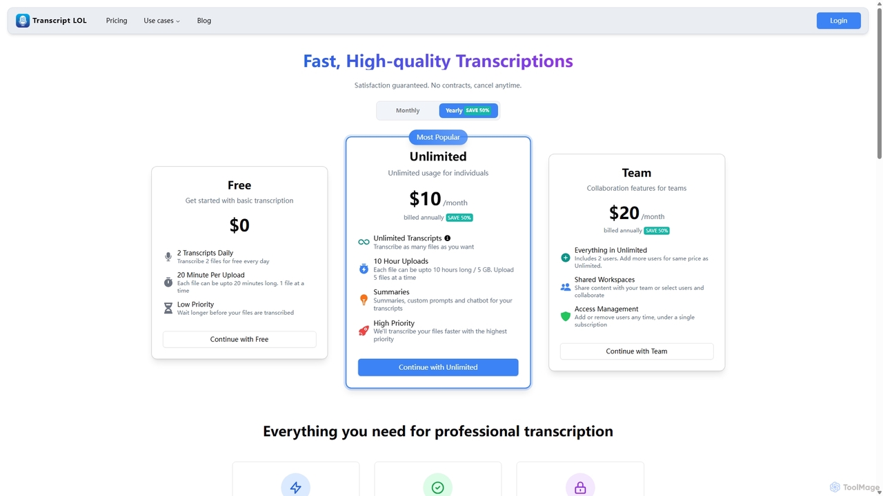 Transcript LOL - New Pricing for Transcript LOL