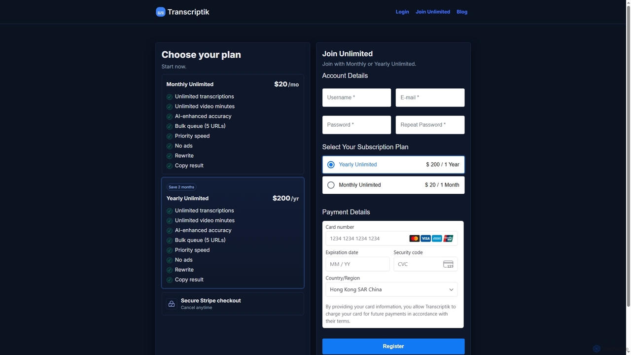 Join Unlimited for Transcriptik