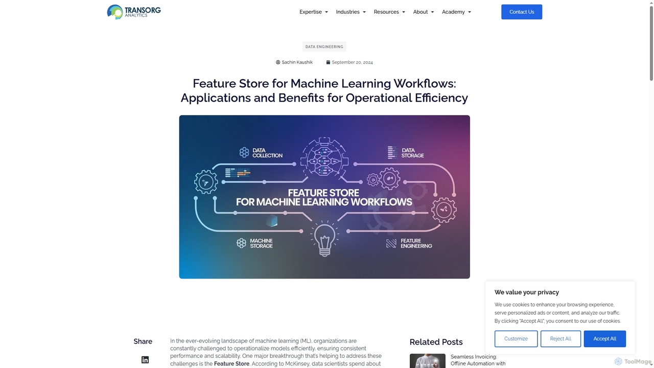 Feature Store for Machine Learning Workflows: Applications and Benefits for Operational Efficiency | for TransOrg