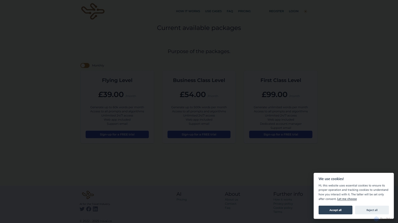 Current available packages | travai.co for Travai.co