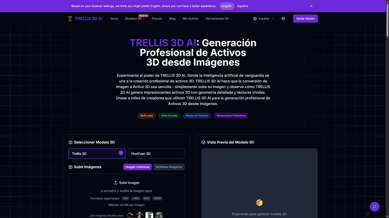 TRELLIS 3D AI - Transforme Imágenes en Activos 3D Gratis for TRELLIS 3D AI