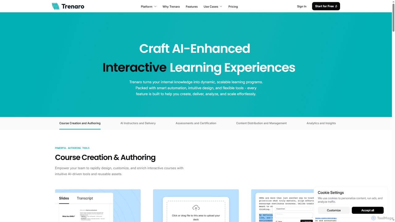 Trenaro Features | AI-Powered Content Creation, Delivery & Analytics for Trenaro