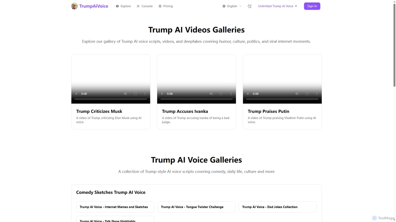 Trump AI Voice Galleries - Speak, Sound & Look Like Trump for TrumpAiVoice