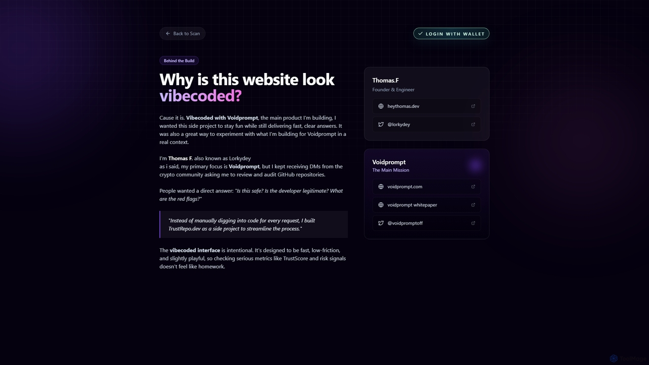 Trustrepo - Why this website looks vibecoded | TrustRepo for Trustrepo