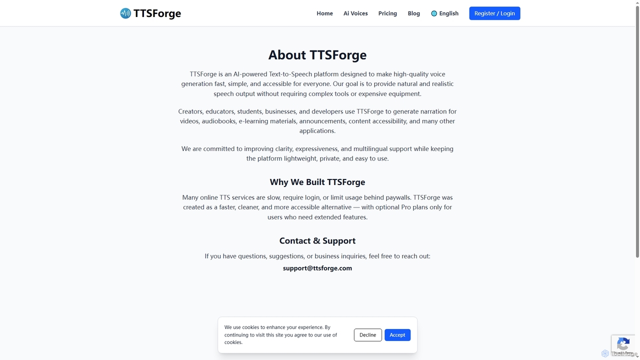TTSForge — Free Text to Speech Online for TTSForge