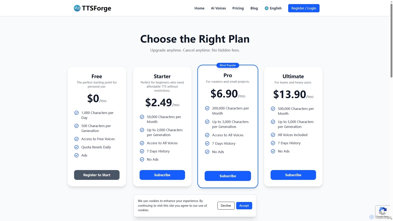 TTSForge — Free Text to Speech Online for TTSForge