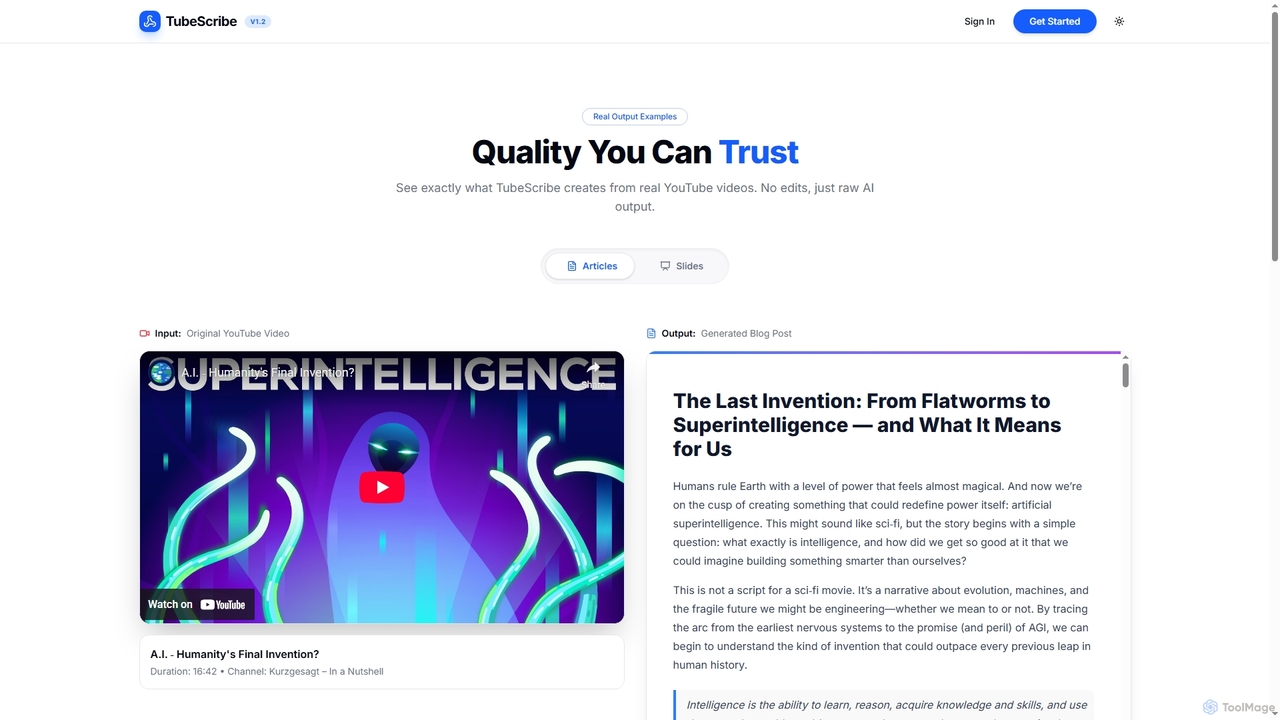 TubeScribe - Video to Content AI for TubeScribe
