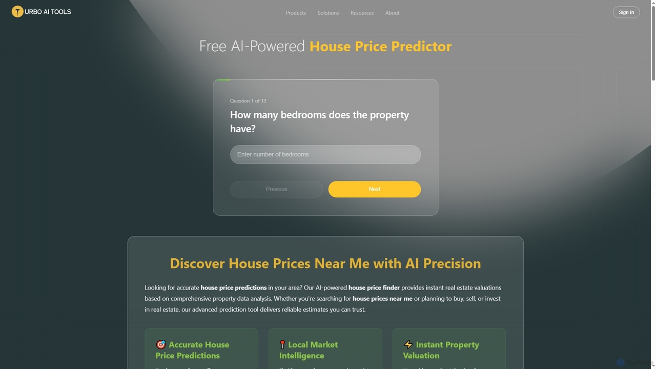 House Price Predictor - AI-Powered Real Estate Price Estimation Tool for TurboAITools