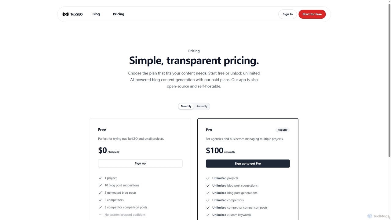 TuxSEO - Pricing for Tuxseo