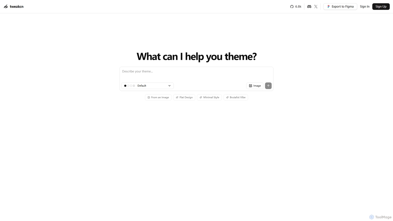Image to shadcn/ui theme. Generate with AI — tweakcn for Tweakcn
