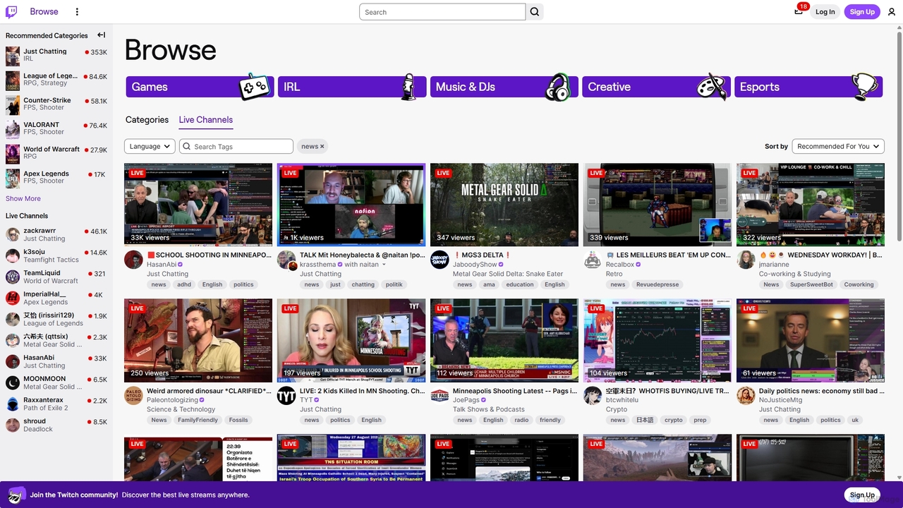 Top Channels - Twitch for Twitch