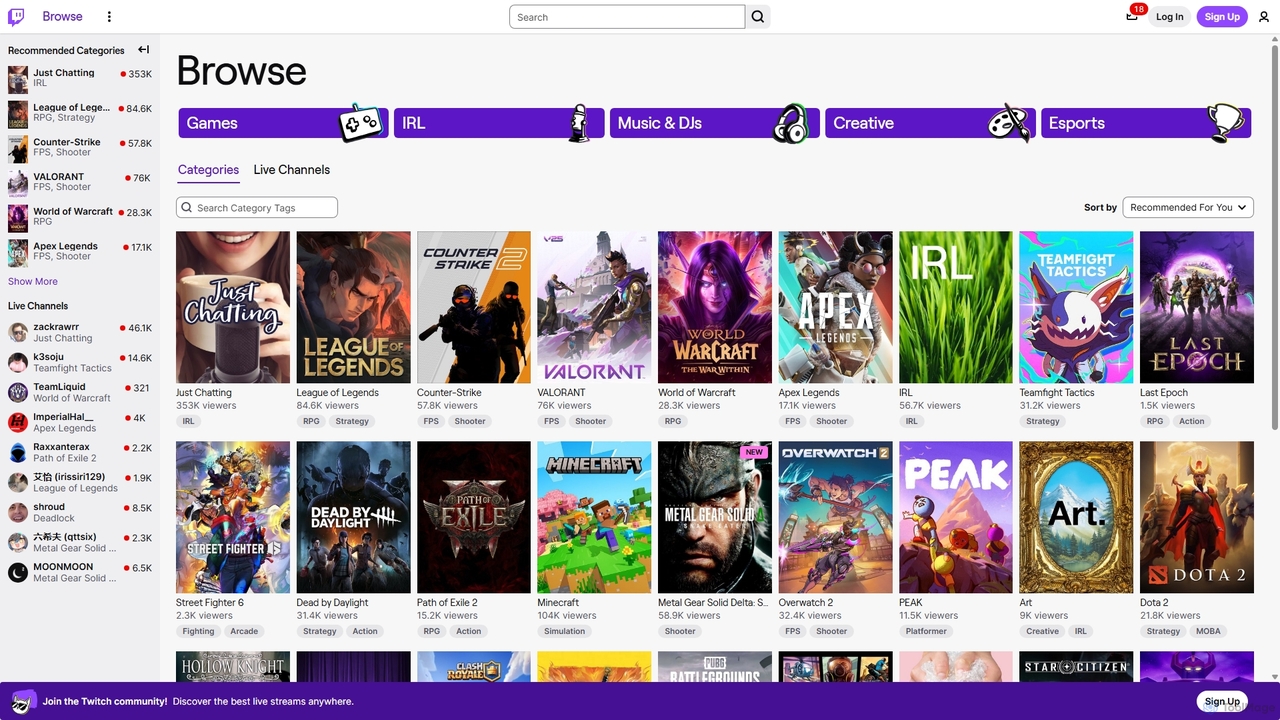 All Categories - Twitch for Twitch