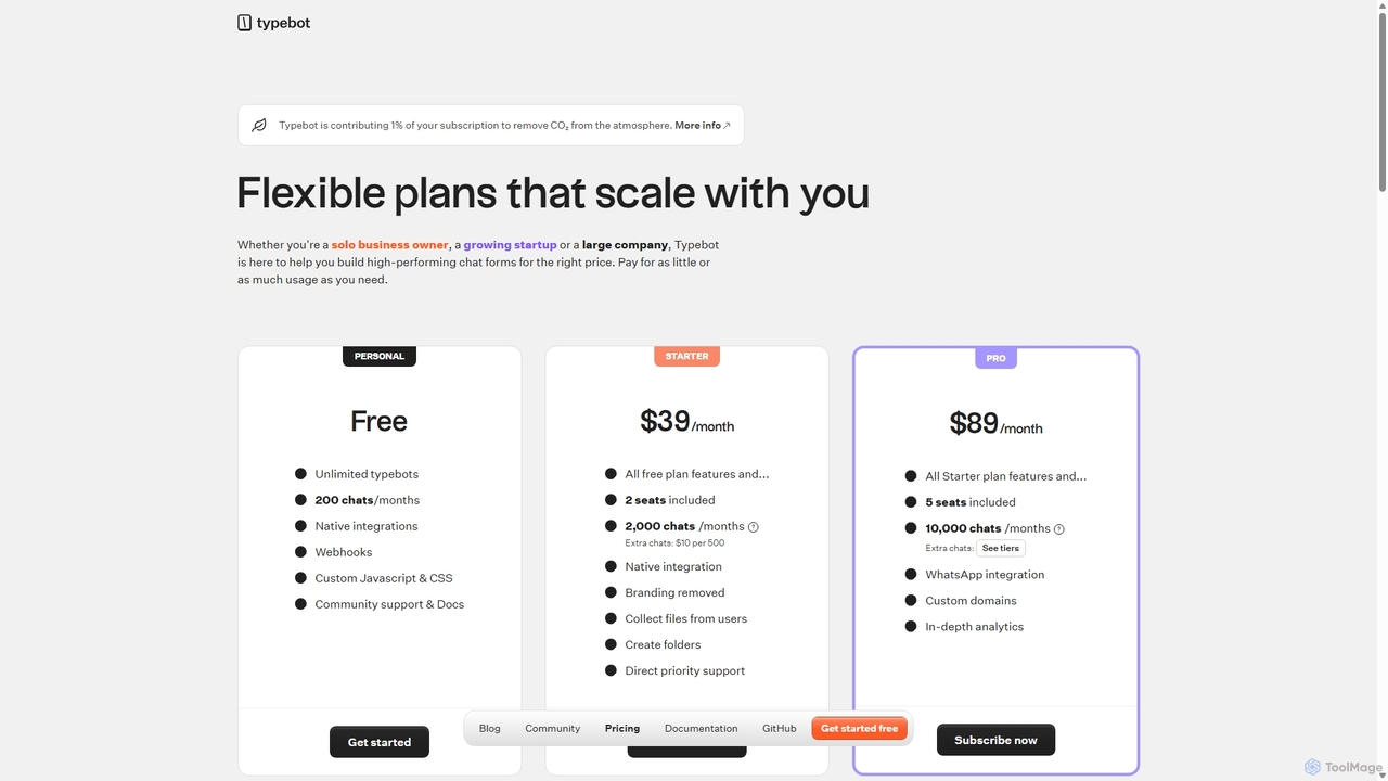 Pricing | Typebot for Typebot
