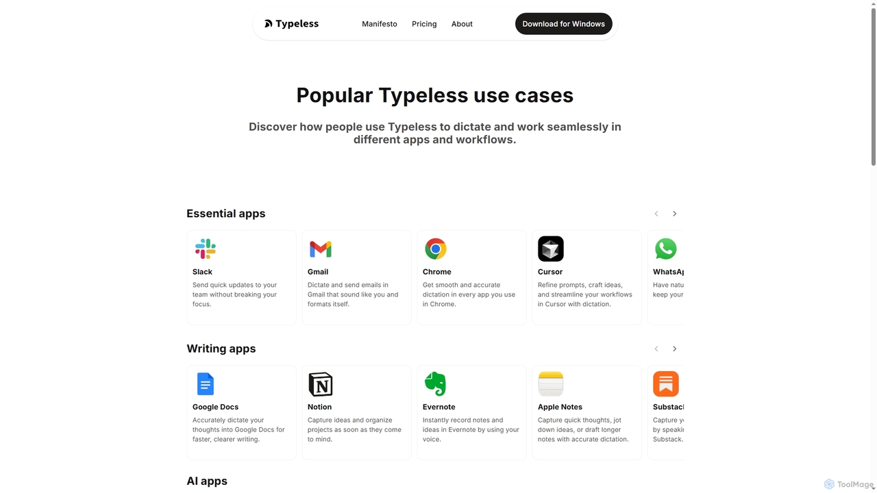 Typeless | AI Voice Dictation That's Actually Intelligent for Typeless