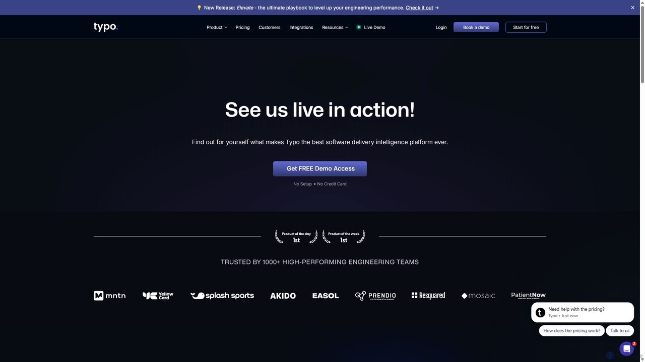 Live Demo of Typo - Software Delivery Intelligence Platform for Typo
