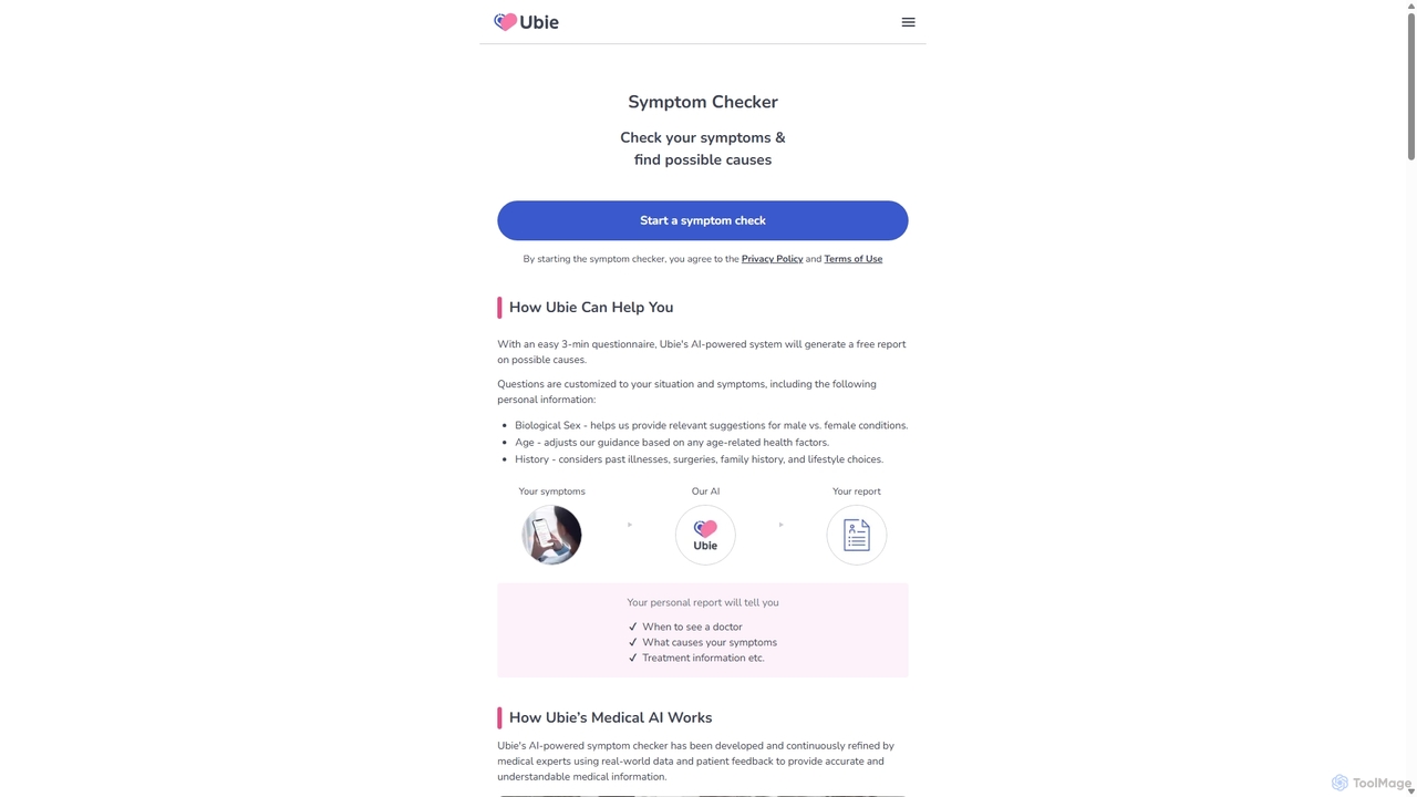 Symptom Checker by AI - Ubie - 3-min Free Symptom Checker for Ubiehealth