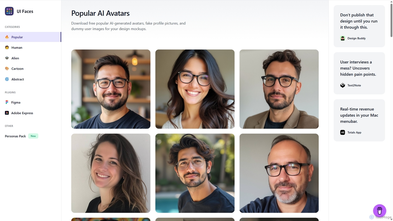 Popular AI Avatars & Fake Profile Pictures | UI Faces for UI Faces