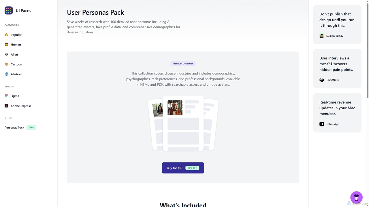User Personas Pack | AI-Generated Character Profiles with Avatars for UI Faces