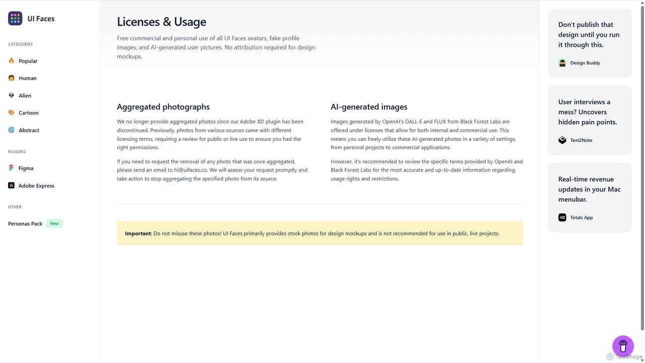 Avatar Licenses & Usage | Free Commercial Use UI Avatars for UI Faces