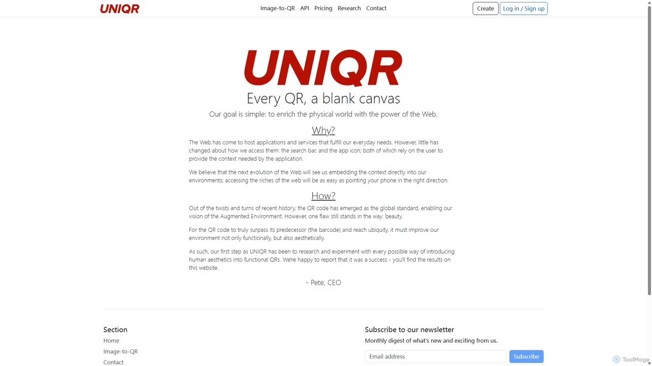 UNIQR = Unique QR for UNIQR