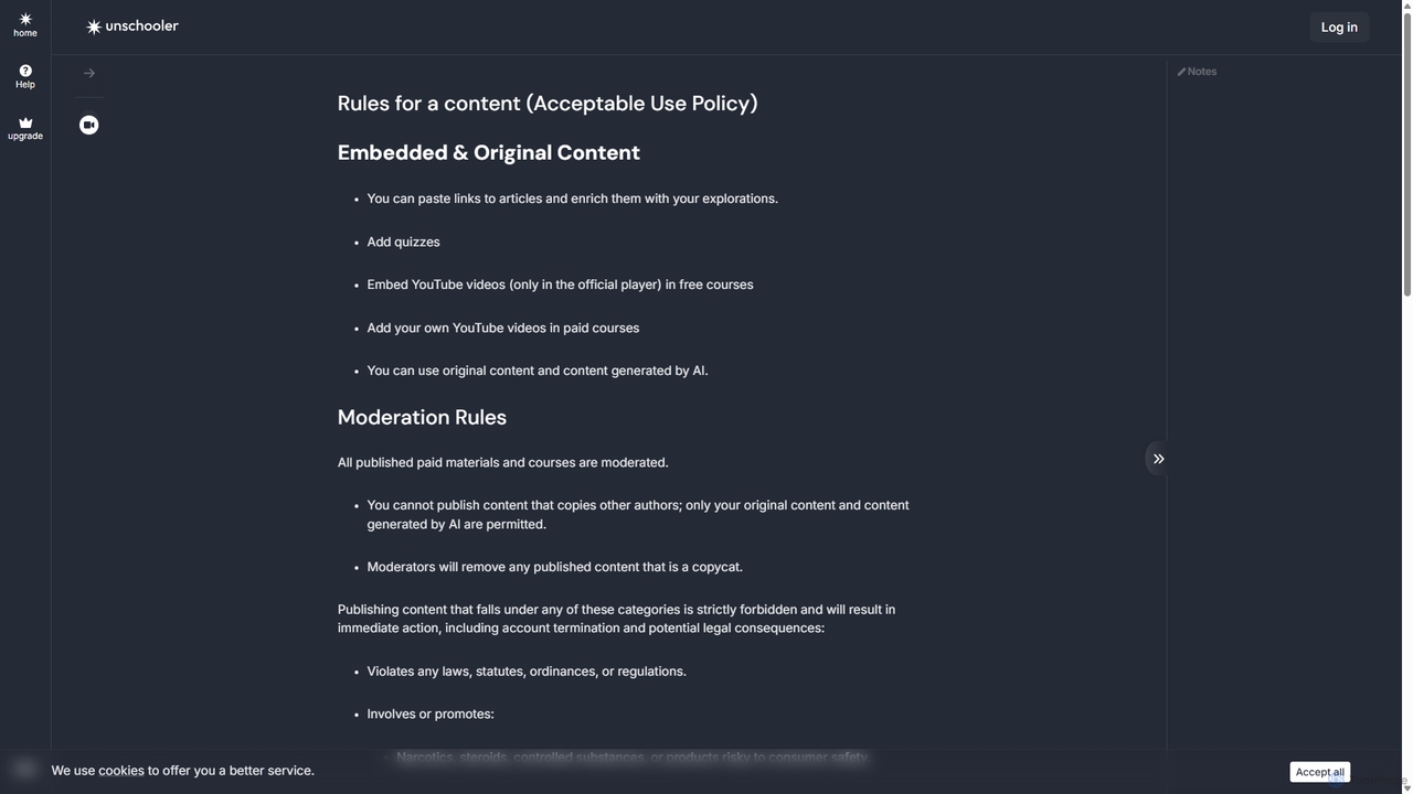 Rules for a content (Acceptable Use Policy) | Module in the course for Unschooler