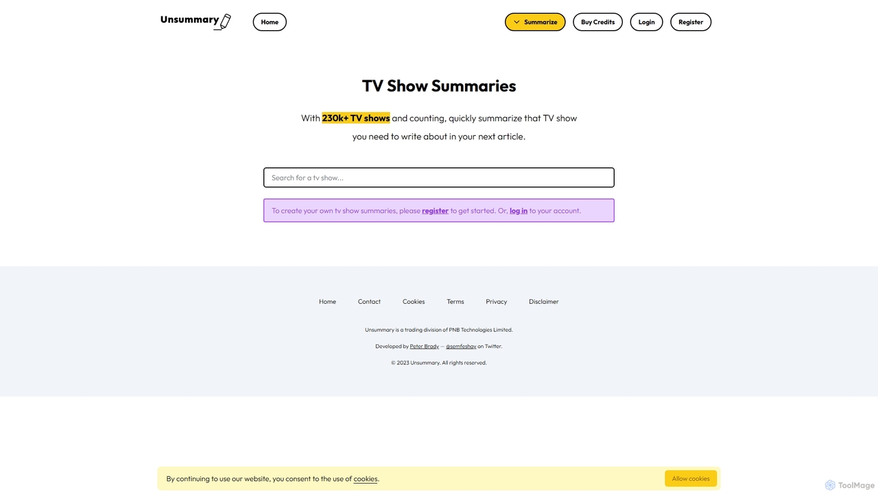 TV Show Summaries - Unsummary for Unsummary