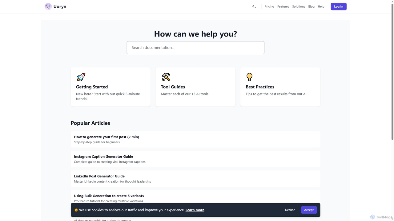 Help Center | AI Social Media Post Generator-Humanize AI Text for Uoryn