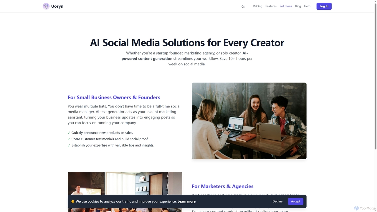 AI Social Media Solutions | For Creators & Businesses - Uoryn-Humanize AI Text for Uoryn