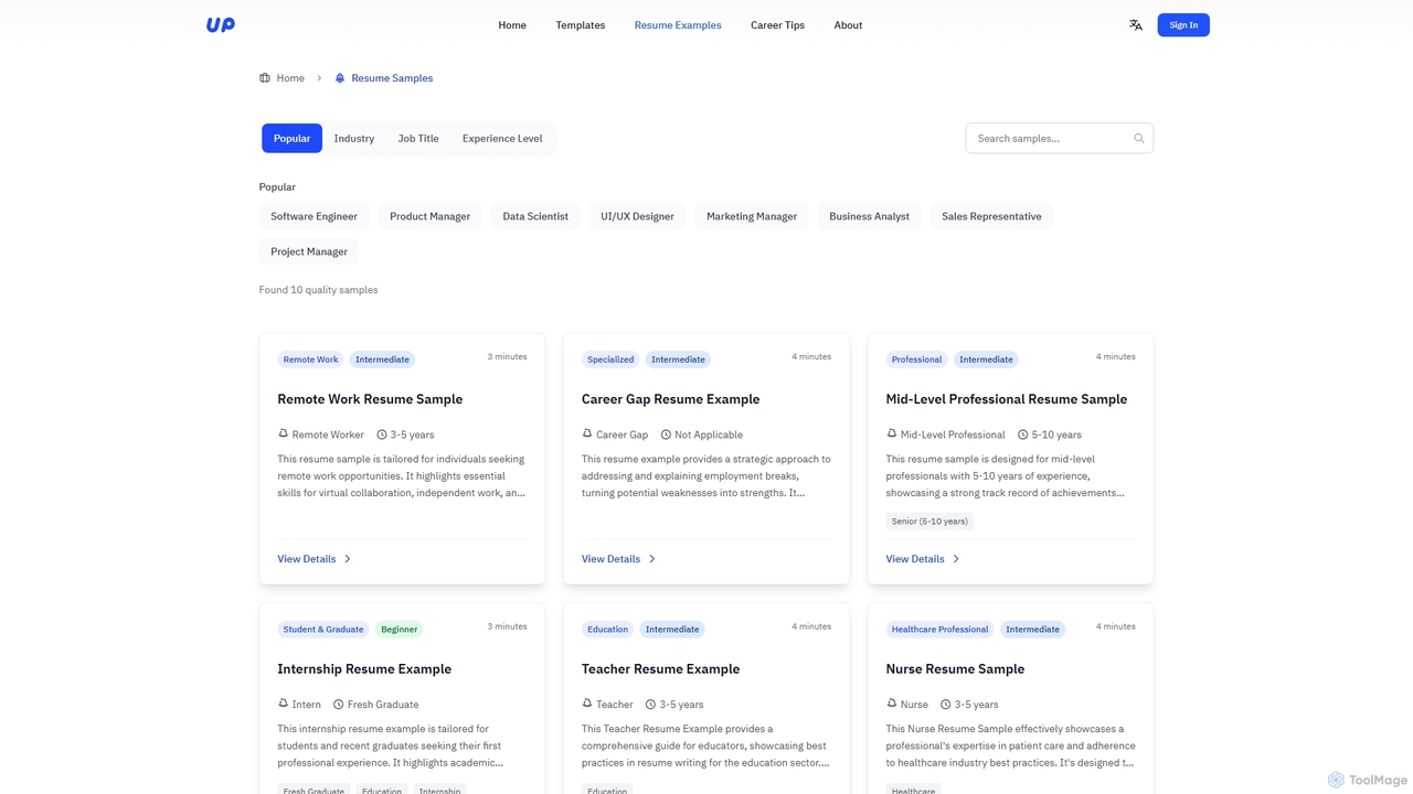 Resume Samples Collection | Industry-Specific Resume Writing Guide - UPCV for Upcv