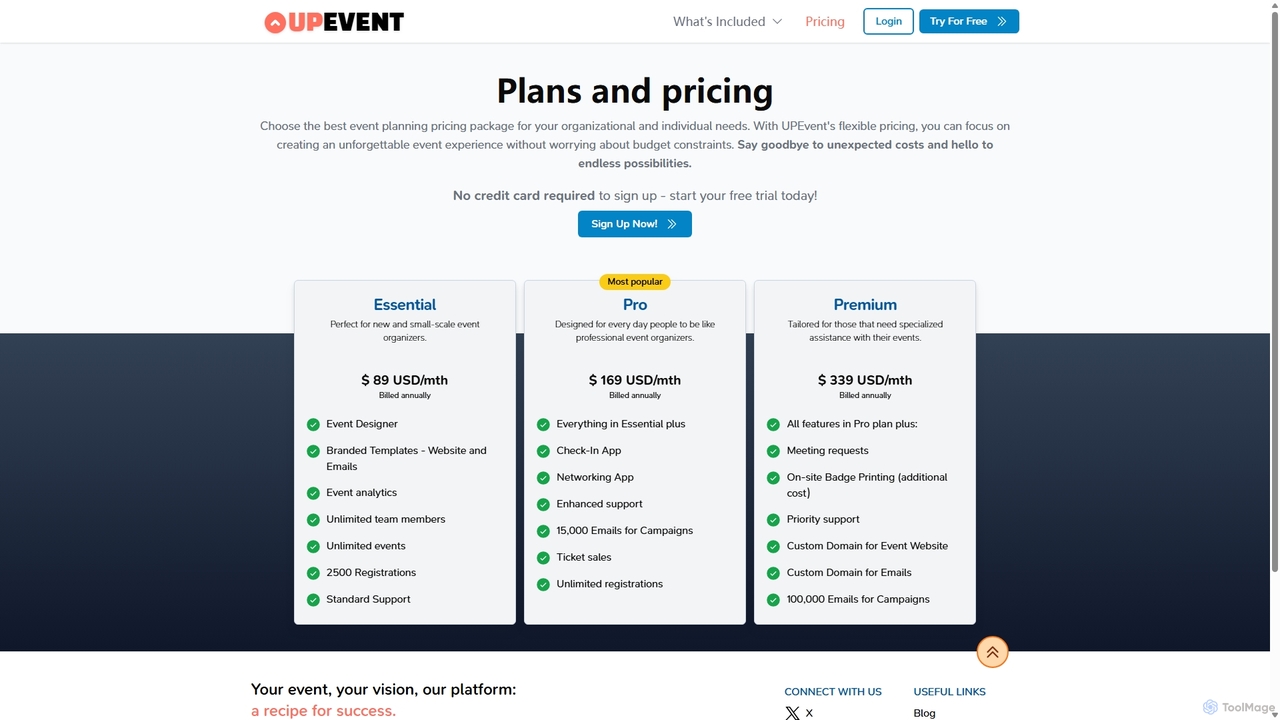 UPEvent - Pricing for UPEvent