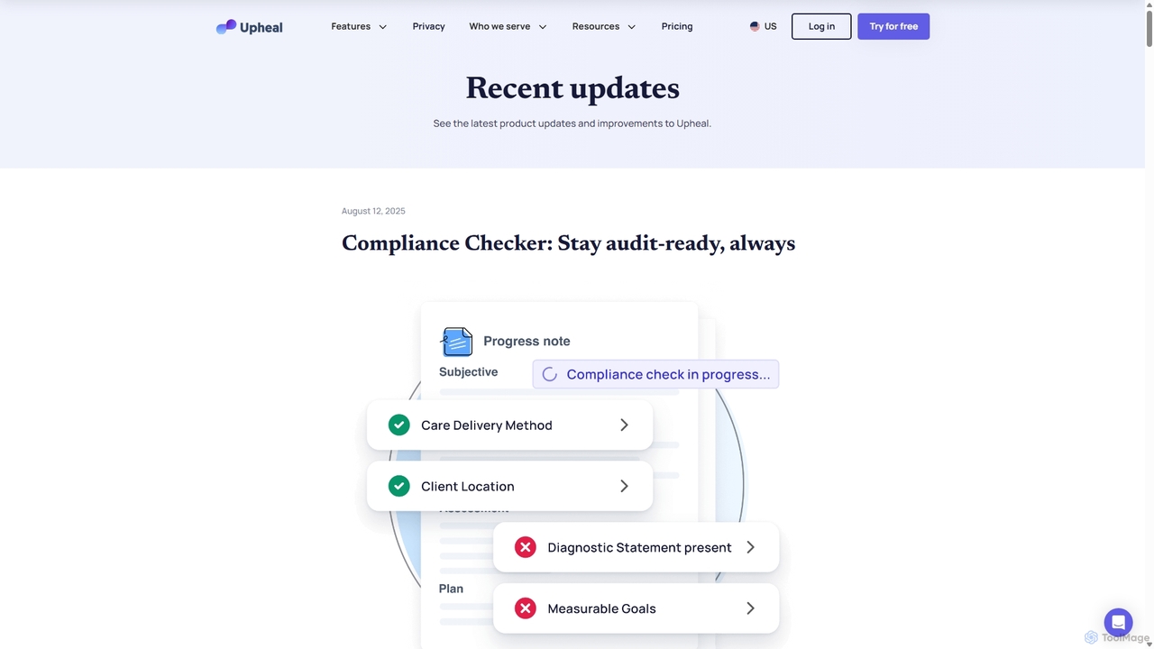 Recent updates | Upheal for Upheal